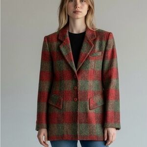Vintage Patrick Plaid Wool Blend Jacket